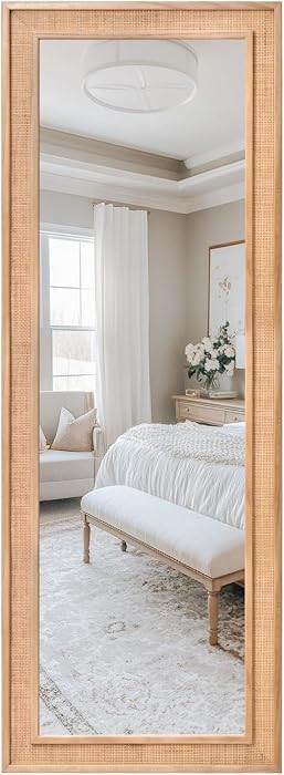 27"x67" Rattan Wall Mirror, Nature Long Rattan Full Length Mirror, Wicker Full Body Mirror, Rusti... | Amazon (US)