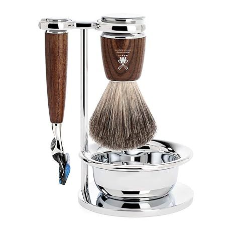 MÜHLE RYTMO Steamed Ash 4-piece Pure Badger 5-Blade Razor Modern Luxury Wet Shaving Set - Perfec... | Amazon (US)