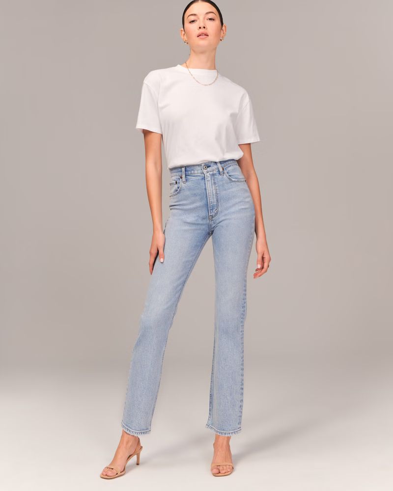 Ultra High Rise Ankle Straight Jean | Jeans Women | Spring Jeans Outfit | Jeans and a Top with Heels | Abercrombie & Fitch (US)