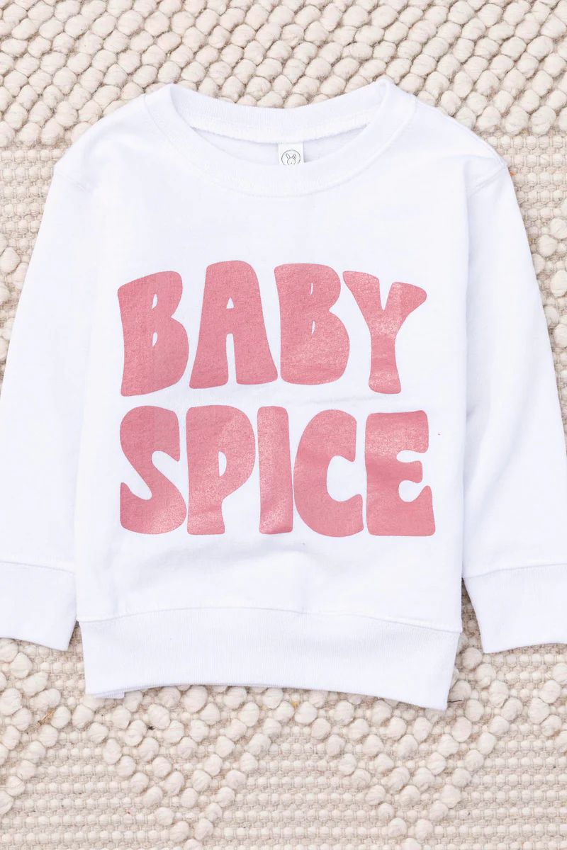 Baby Spice Mauve Toddler Graphic White Sweatshirt | The Pink Lily Boutique