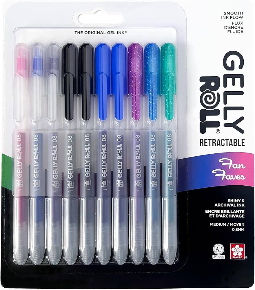 SAKURA Gelly Roll Retractable Gel Pens Colored - Sparkle Set - Medium Point Ink Pen for Journalin... | Amazon (US)