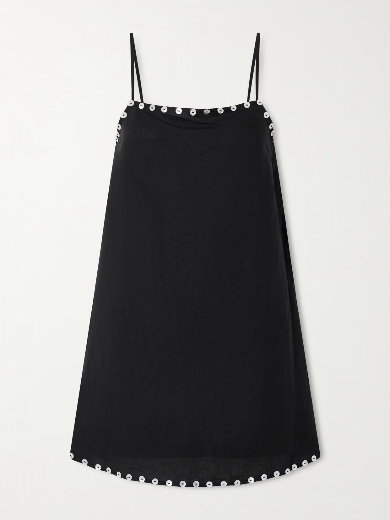 STAUD - Laura Button-detailed Linen-blend Mini Dress - Black | NET-A-PORTER (US)