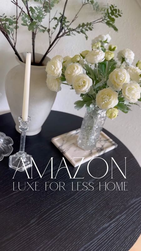 Amazon luxe for less home decor including these gorgeous faux ranunculus, vintage inspired candlesticks, designer look for less throw blanket, candle warmer lamp, boucle pillow covers, faux greenery stems and vases!

#LTKstyletip #LTKVideo #LTKhome