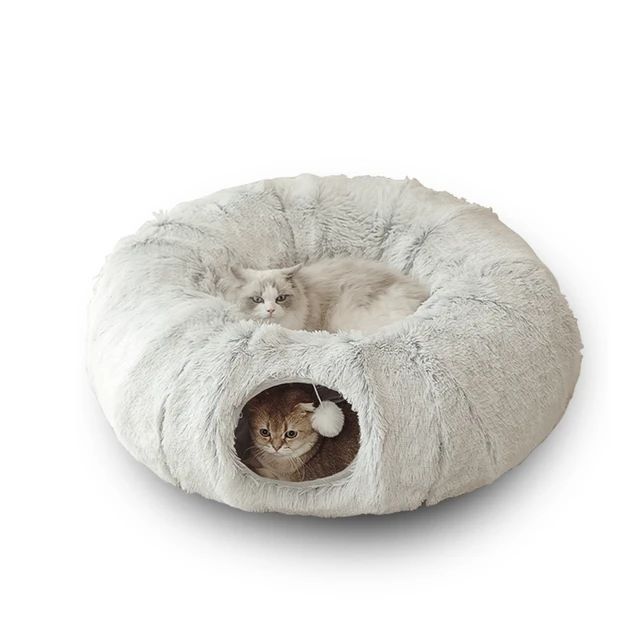 Soft Long Plush Round Cat Bed, Casa do túnel, Brinquedo do sono profundo, Cama de gatinhos, Tape... | Aliexpress BR (BR)
