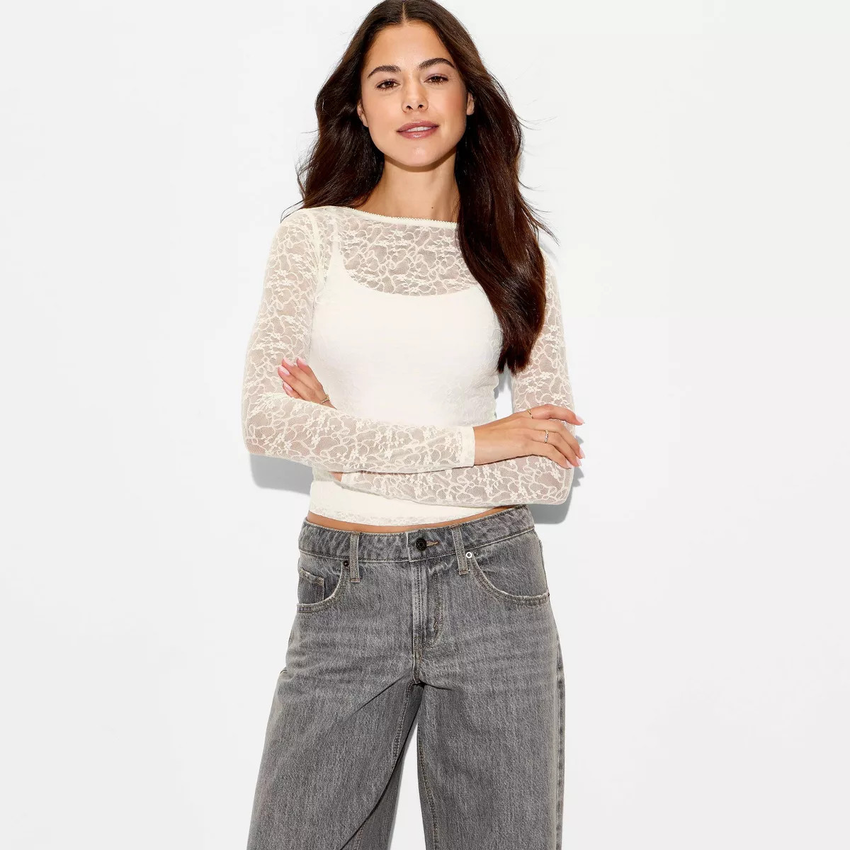 Women's Long Sleeve Back Lace Blouse - Wild Fable™ | Target