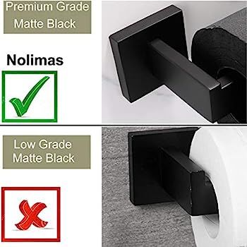 Nolimas Classic Paper Roll Holder Matte Black Wall Mounted SUS 304 Stainless Steel Bathroom Rust ... | Amazon (US)