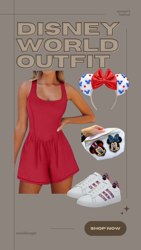 4th of July Disney World outfit

Red active romper
pearl velvet Fourth of July America inspired mouse ears
Disney Patriotic Fanny pack with Mickey and Minnie Moise patches
Patriotic USA adidas sneaker shoes

#LTKSeasonal #LTKTravel #LTKActive