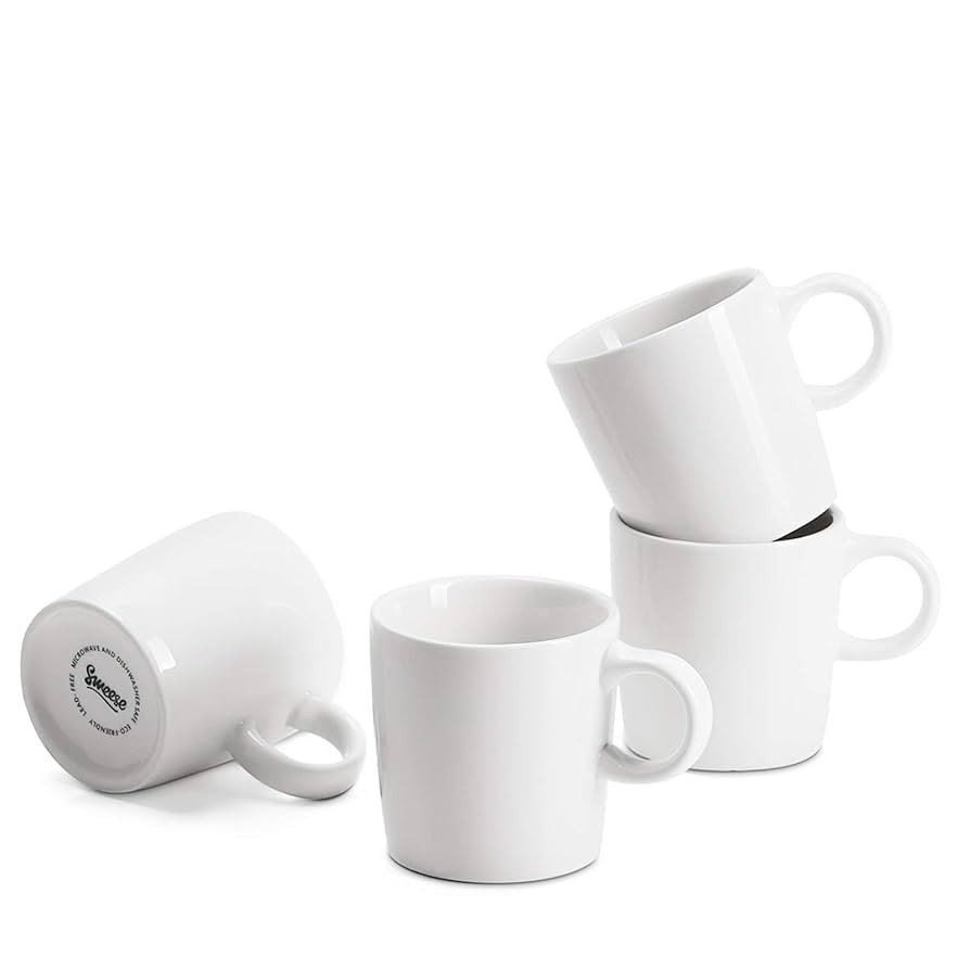 Sweese 3.5oz Porcelain Espresso Cups Set of 4, Mini Coffee Mugs Demitasse Cups - White | Amazon (US)