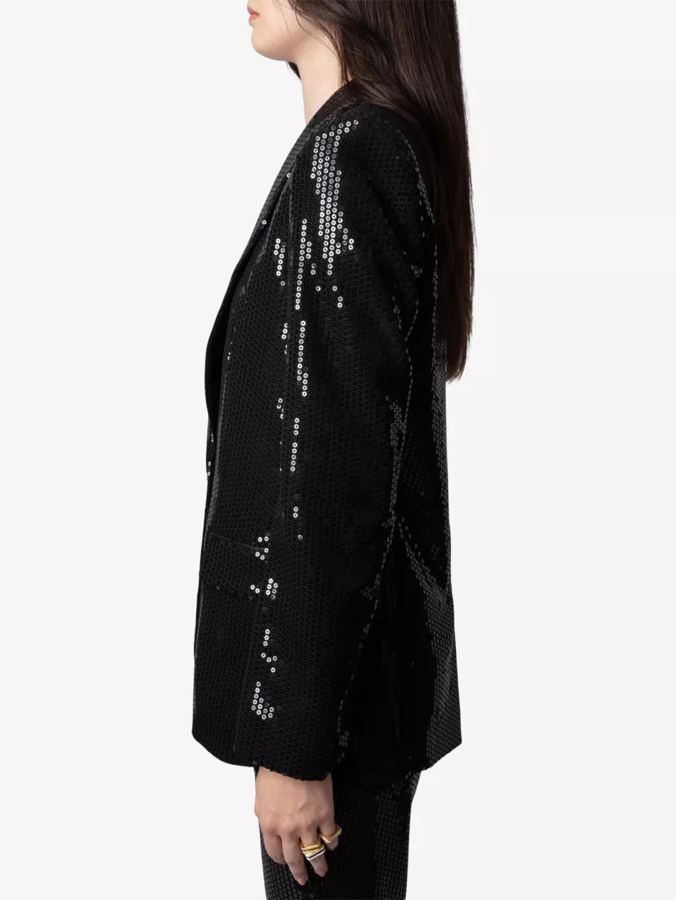 Vive shawl-lapel sequin-embellished stretch-woven blazer | Selfridges
