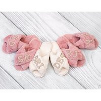 Custom Slippers, Bridesmaid Bridal Party Gifts, Bride Fluffy Slippers, Mrs Bachelorette Wedding Slippers | Etsy (US)