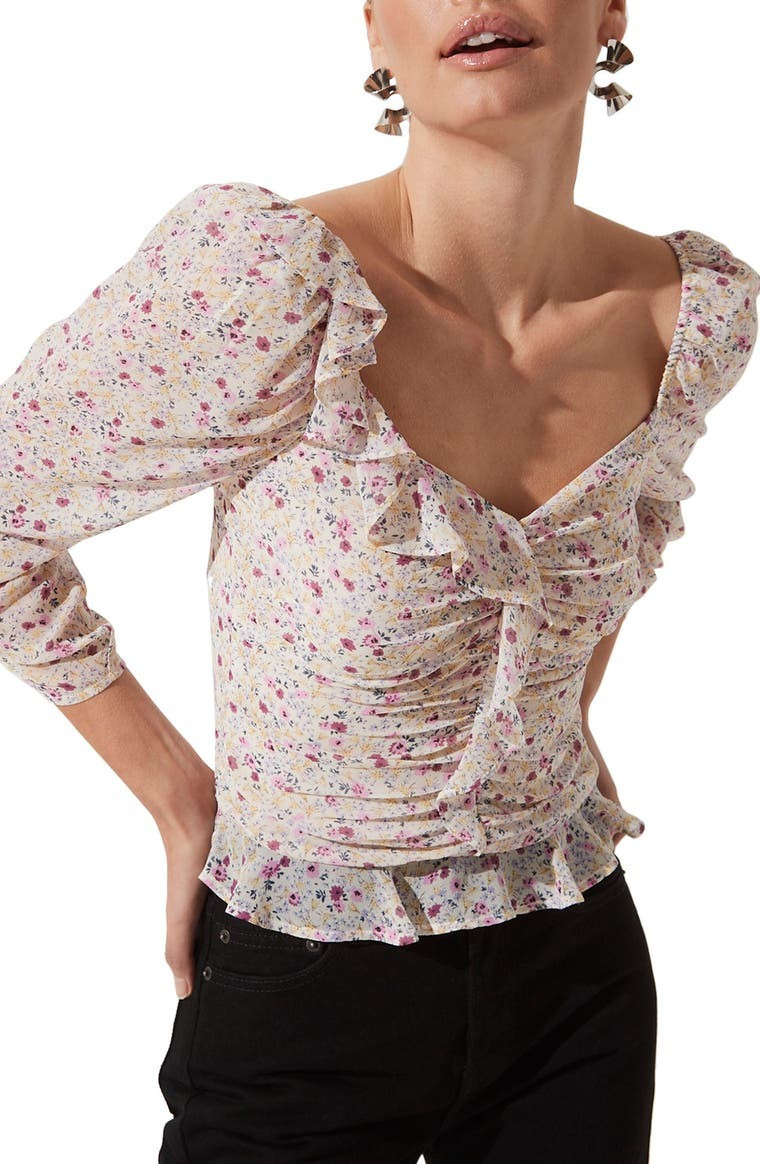 ASTR the Label Ruched Sleeve Blouse | Nordstrom | Nordstrom