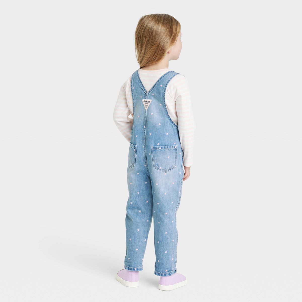 OshKosh B'gosh Toddler Girls' Heart Denim Overalls - Light Blue | Target