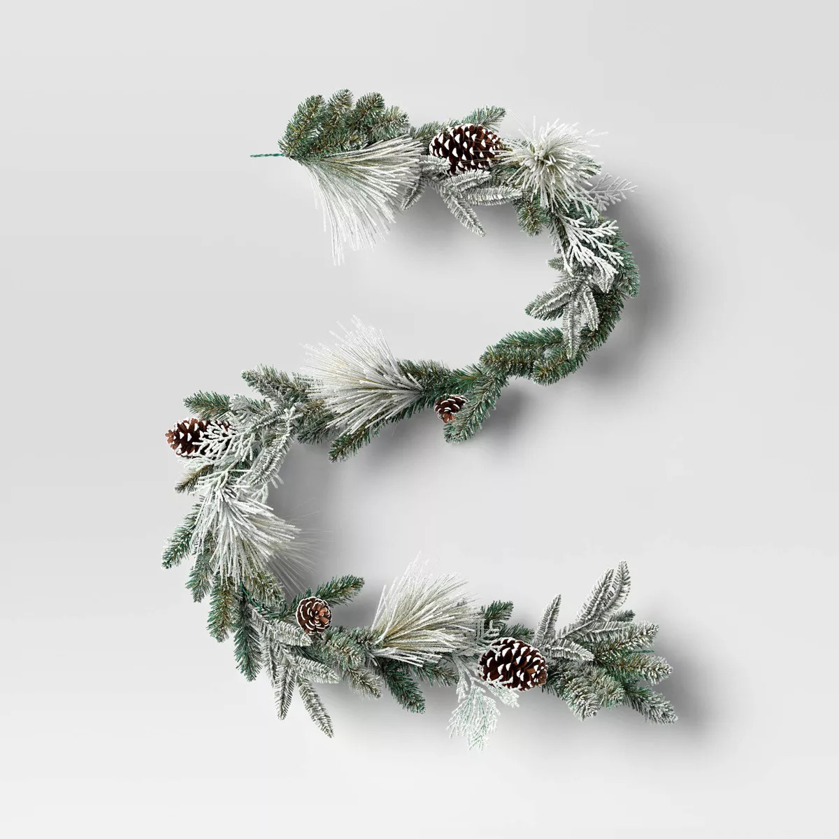 6' Flocked Mixed Greenery with Pinecones Artificial Christmas Garland Green - Wondershop™: Unli... | Target