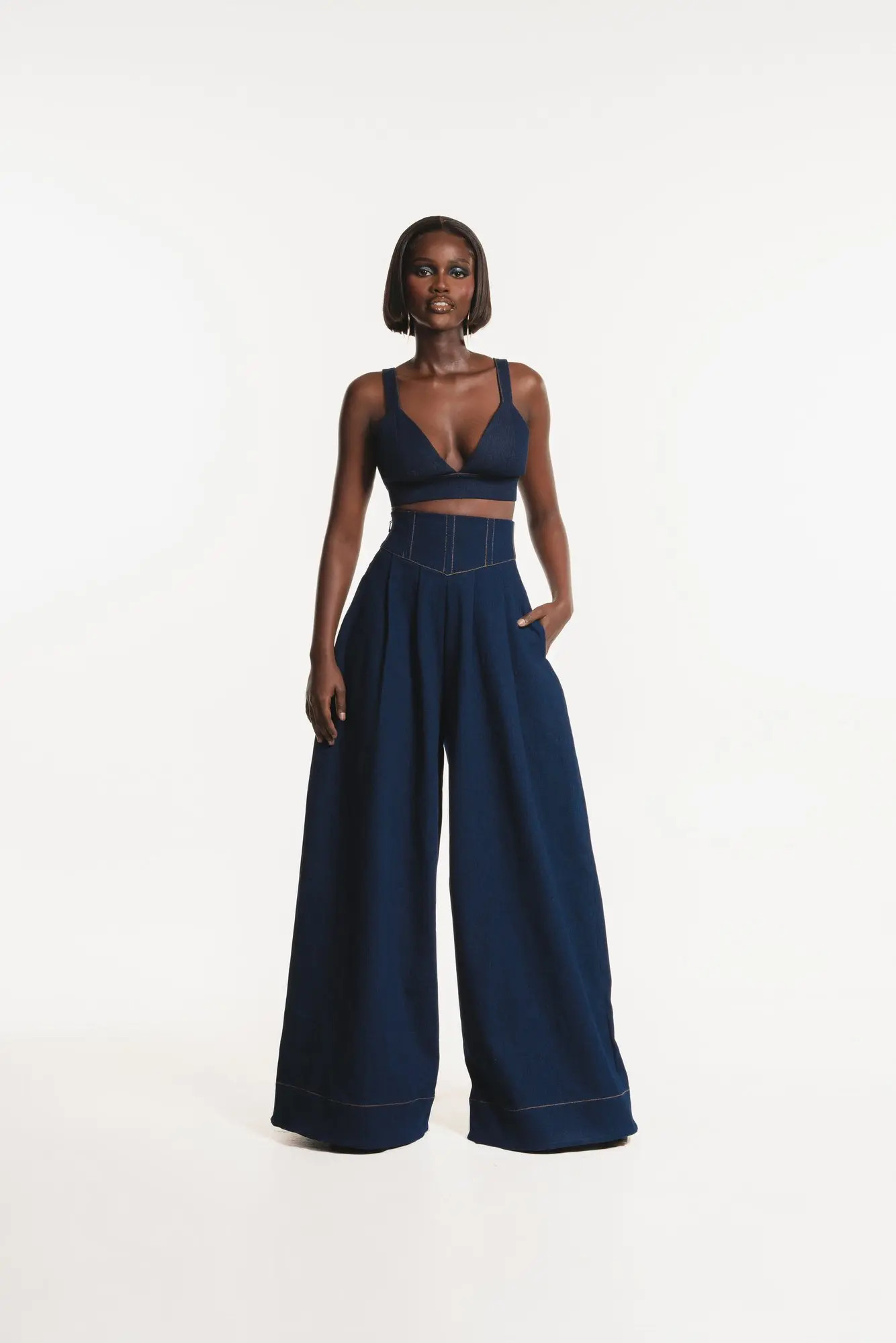 OFUURE Denim Kiara Wide Leg Pants in Denim Blue at Nordstrom, Size 3X-Large | Nordstrom