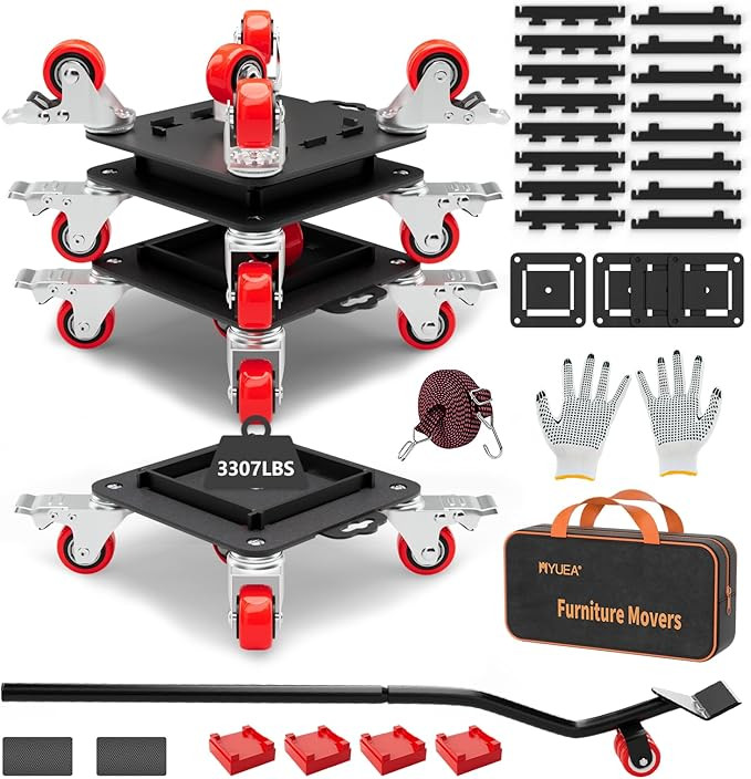 Furniture Dolly 5 Wheels Heavy Duty with Removable Side Guards,3307 Lbs Capacity,360° Rotating W... | Amazon (US)