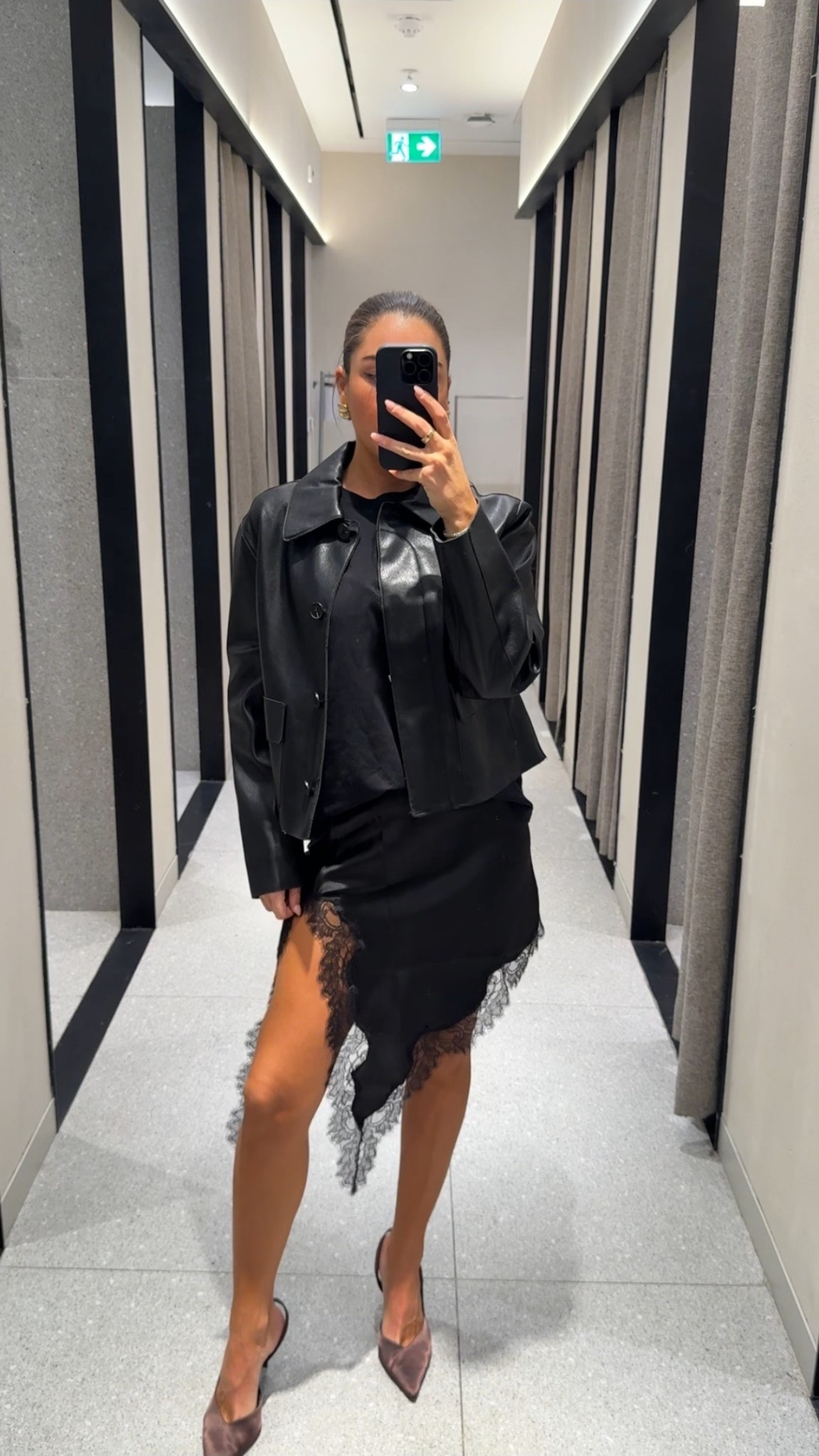 All black outfit, silk lace midi skirt with split, faux leather jacket, date night look

#LTKdatenight #LTKwinter #LTKuk