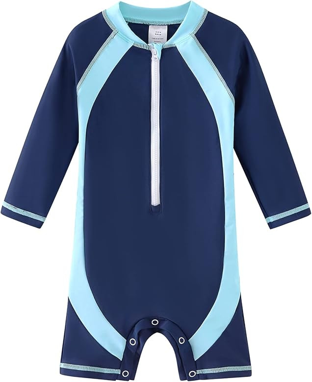 UMELOK Baby Boys UPF 50+ Sun Protection One Piece Rashguard Swimsuit with Snap Bottom | Amazon (US)