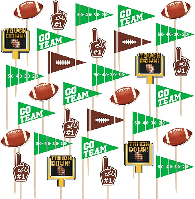 Gatherfun 96pcs Football Themed Toothpicks, Cupcake Toppers, Cocktail Picks for Birthday Party, G... | Amazon (US)