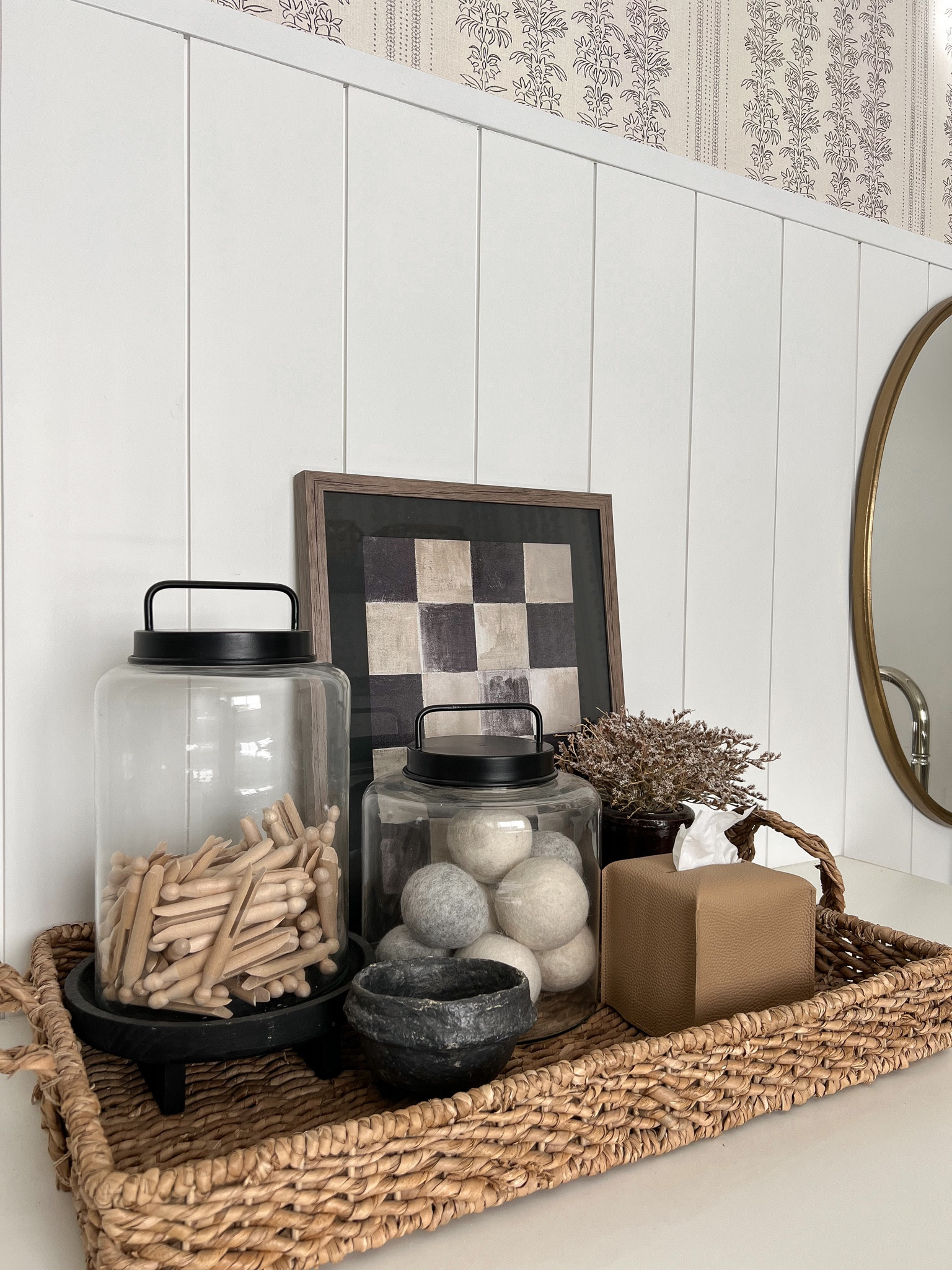 Maybe one of the most underrated items from the new Studio McGee x Threshold launch is this art! Added it to my laundry room and it’s love!! 

Laundry room decor, mcgee and co, studio McGee, wall art, checkered, checked, wall art, home decor, new arrival, laundry room decor, tissue, fall decor, canisters, storage, dried stems, basket, tray 

#LTKSeasonal #LTKfindsunder100 #LTKhome