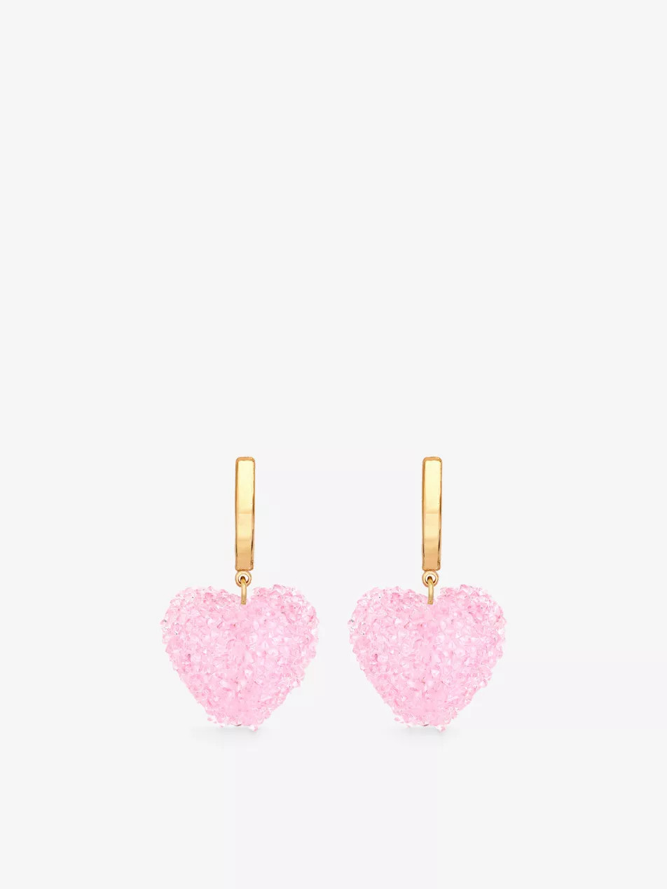 Jelly Heart 18ct yellow gold-plated brass and resin hoop earrings | Selfridges