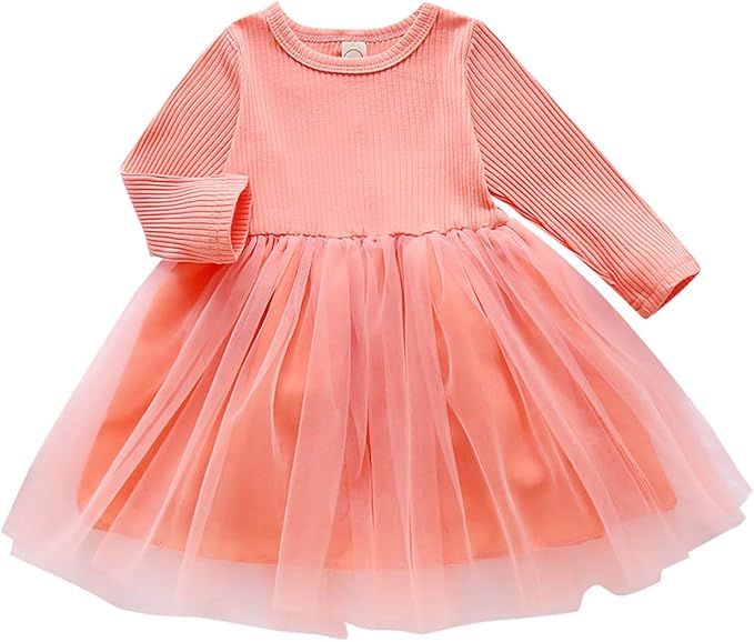 Baby Toddle Girls Tutu Dress Short Sleeves&Sleeveless Stripe Tulle Skirts A-line Dress | Amazon (US)