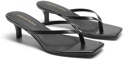 DREAM PAIRS Kitten Heels for Women Flip Flop Low Heels Square Open Toe Sandals Thong 1.97 Inch He... | Amazon (US)