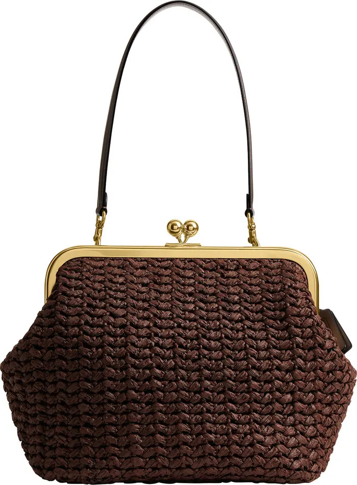 Large Kisslock Woven Straw Frame Bag | Nordstrom