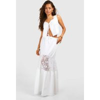 Womens Lace Trim Tiered Maxi Skirt - White - 16 | NastyGal UK
