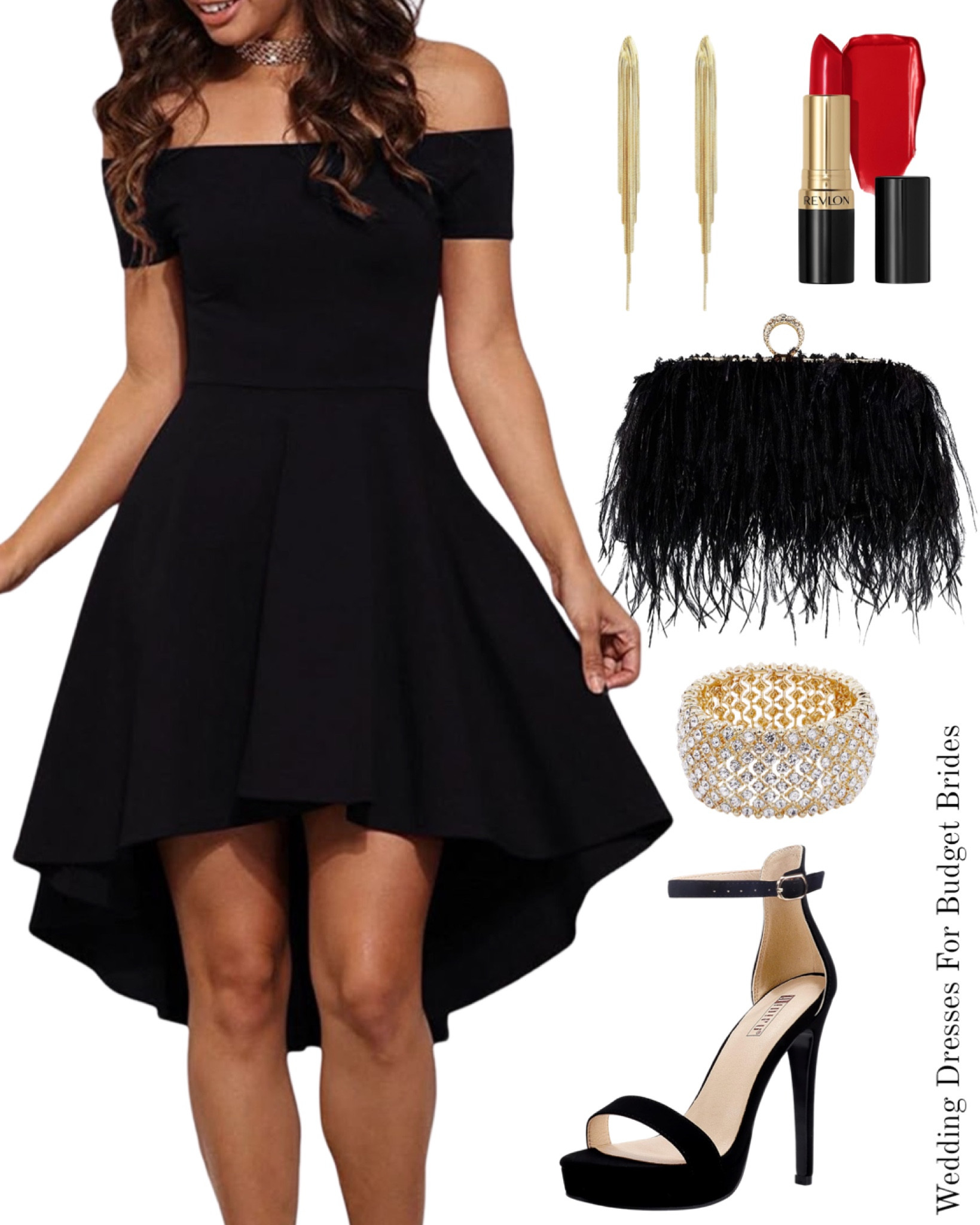 Affordable winter wedding guest outfit idea from Amazon. 

Black and gold wedding guest outfit. Winter wedding guest outfit. Red lipstick. Feather clutch. Wedding guest. Wedding guest outfit. Semi formal outfit. Winter party look. Semi formal wear. Black wedding guest evening sandals. Black outfit. Black high heels.

#LTKwedding #LTKstyletip

#LTKSeasonal