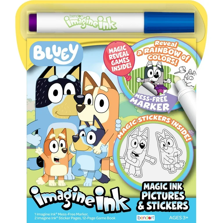 Bluey 12-Page Imagine Ink Coloring Pad, Stickers, Mess Free Marker; Paperback Children's Book | Walmart (US)