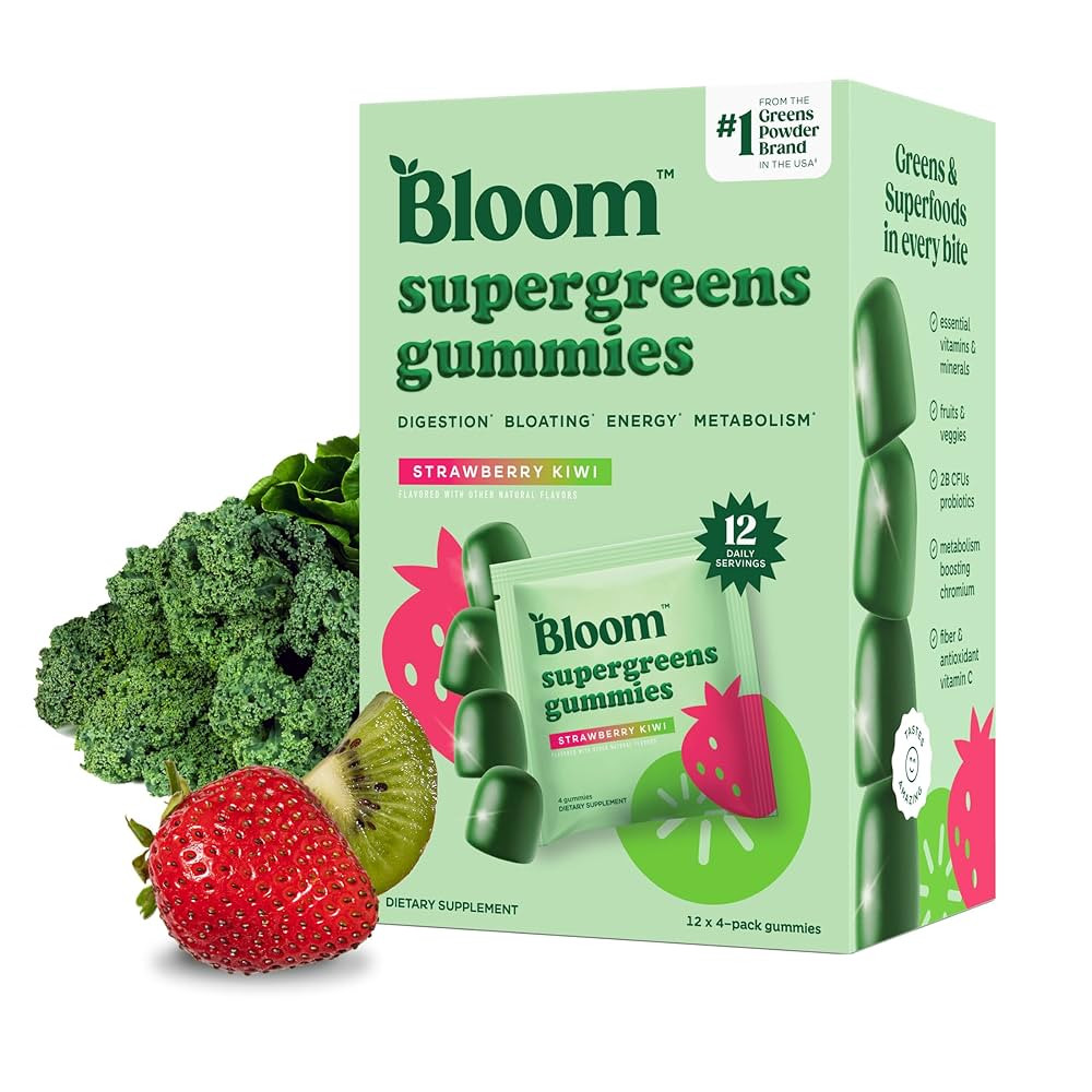 Bloom Super Greens Gummies, Daily Greens Superfood Fiber Gummies with Fruits, Vegetables, Vitamin... | Amazon (US)