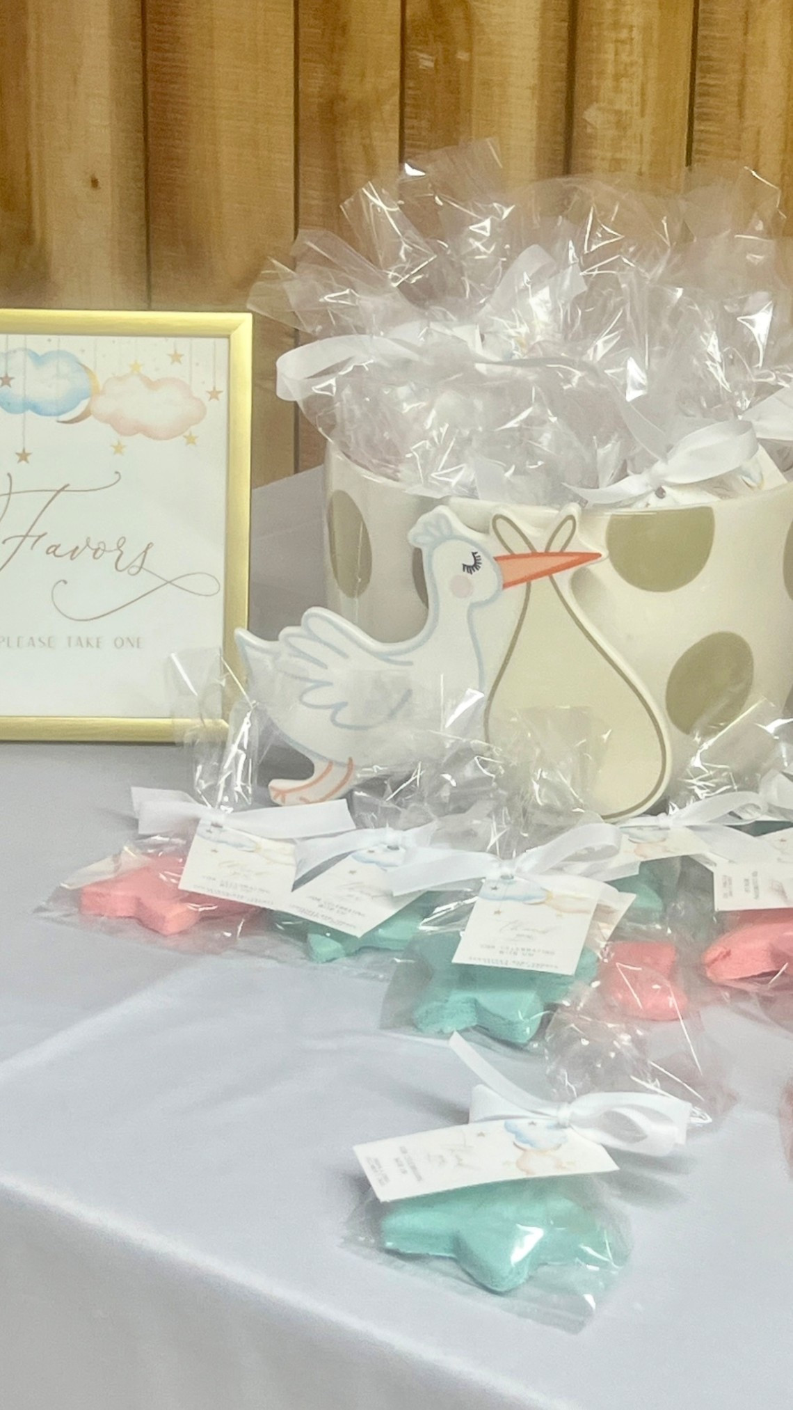 ✨ Sweet Gender Reveal Favors 
How precious are these little keepsakes? 💕💙 We set out a simple favor table with pastel star-shaped treats, wrapped in cellophane and tied with white grosgrain bows — the perfect “thank you” for everyone who came to celebrate Baby’s big moment!

The soft pink + aqua colors, the stork detail, and that dreamy “twinkle-twinkle” sign all came together for the sweetest touch. Such an easy idea if you’re hosting a shower or reveal and want something thoughtful, cute, and budget-friendly for guests to take home.

Tap to shop all the gender reveal essentials I used — from packaging to table décor! 🌟🕊️

#GenderReveal #BabyShowerIdeas #PartyFavors #SouthernStyleCelebrations #LTKBaby #LTKParty #MomToBe Essentials #itsagirl

#LTKBump #LTKmomlife #LTKBaby