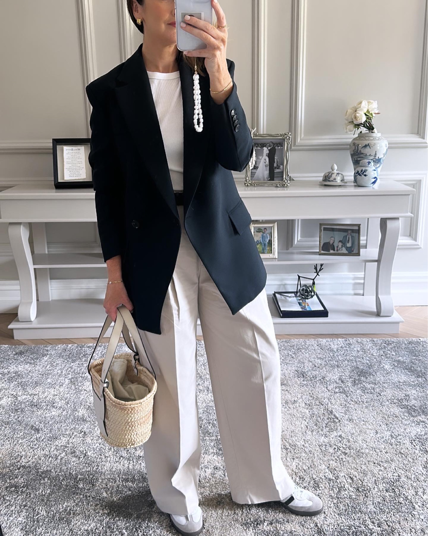 OOTD featuring basics 🤍
Other stories Blazer • Cos Trouser • RI Vest •Adidas Samba 

#LTKeurope #LTKshoecrush #LTKstyletip