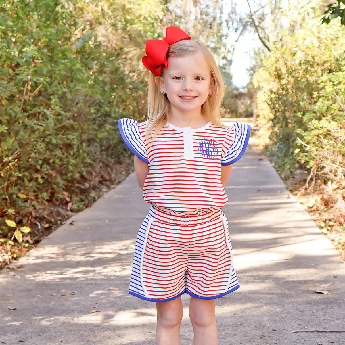 Patriotic Colorblock Jade Short Set | Classic Whimsy