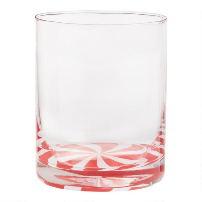 Peppermint Swirl Double Old Fashioned Glass Set of 2 | World Market