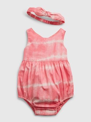 Baby Tie-Dye Bubble One-Piece with Headband | Gap (US)