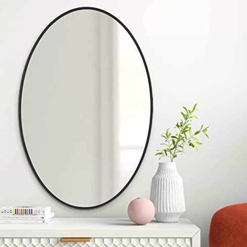 COFENY Oval Mirror, 20"x28" Black Bathroom Mirror with Metal Frame, Wall Mount Mirrors Decor Mode... | Amazon (US)