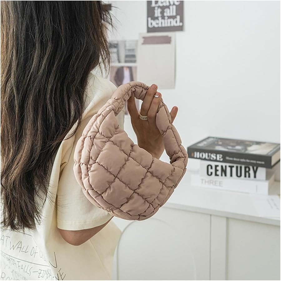 Puffer Bag Women Mini Quilted Cute Bubble Handbag Crescent Wrist Satchel Hobo Y2k Purse | Amazon (US)