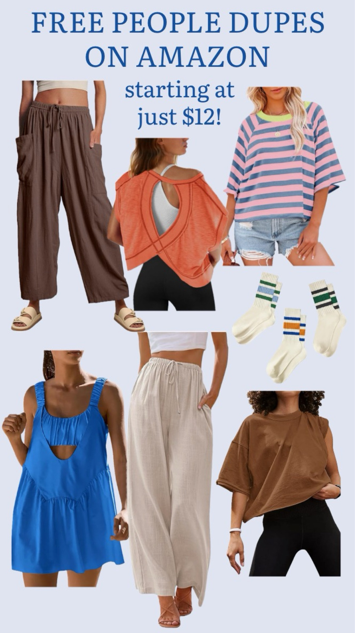 Free People Dupes on Amazon perfect for summer outfits! Love the casual tees, comfy rompers, and loose linen pants!
……………….
free people finds free people romper fp movement dupe fp dupe striped tee striped shirt Fourth of July outfit 4th of July outfit brown tee boxy tee cropped tee crop tee best t-shirt best tee workout shirt workout top open back shirt open back tee linen pants loose pants comfy pants travel pants travel look travel outfit summer outfit summer look summer romper plus size tee plus size pants crew socks striped socks mom uniform mom outfit mom look sandals outfit Birkenstocks outfit Birkenstocks dupe anthropologie dupes Amazon fashion finds amazon fashion under $25 amazon under $20 amazon dupes loose shirt loose tee pump cover workout look workout outfit workout finds

#LTKFindsUnder50 #LTKSaleAlert #LTKSummerSales