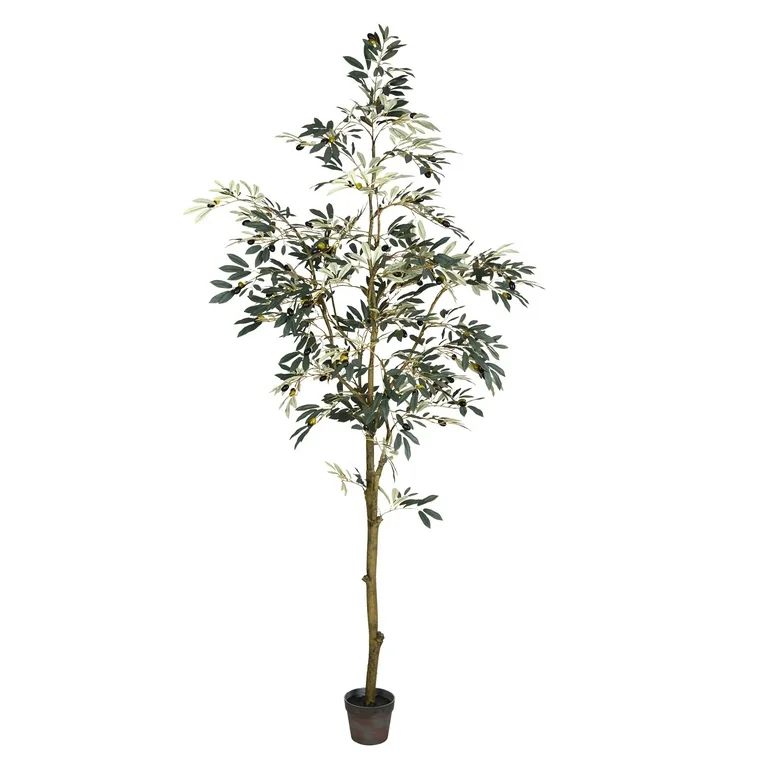 Vickerman Everyday Artificial Olive Tree 7 Foot Tall Green Potted Faux Indoor Olive Plant With 11... | Walmart (US)