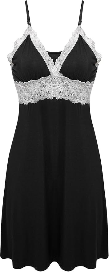 Ekouaer Sleepwear Womens Chemise Nightgown Full Slip Lace Lounge Dress | Amazon (US)