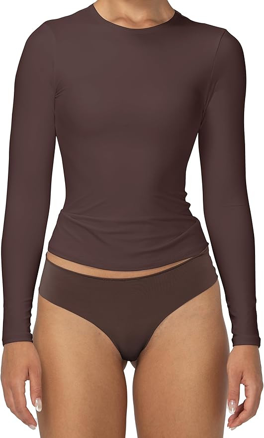 Sunzel Long Sleeve T Shirts for Women with Crew Neck, Double Lined Tops Slim Fit Basic Tee, Casua... | Amazon (US)