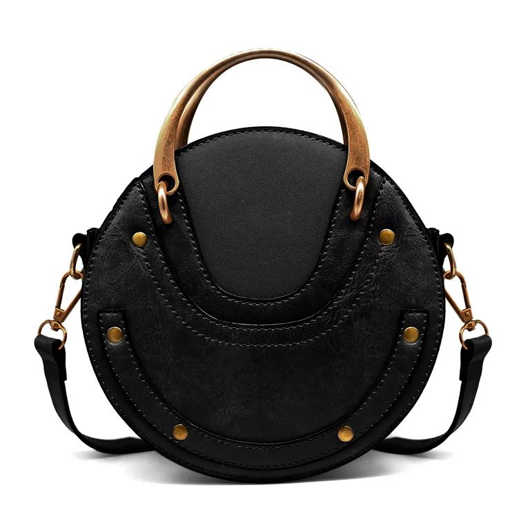 Olyphy Designer Small Round Crossbody Purse for Women Vintage Shoulder Bag Black | Walmart (US)