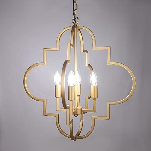 Wellmet Orb Chandelier Lighting Gold 4-Light, Candle Style Geometric Dining Room Light Fixtures Hang | Amazon (US)