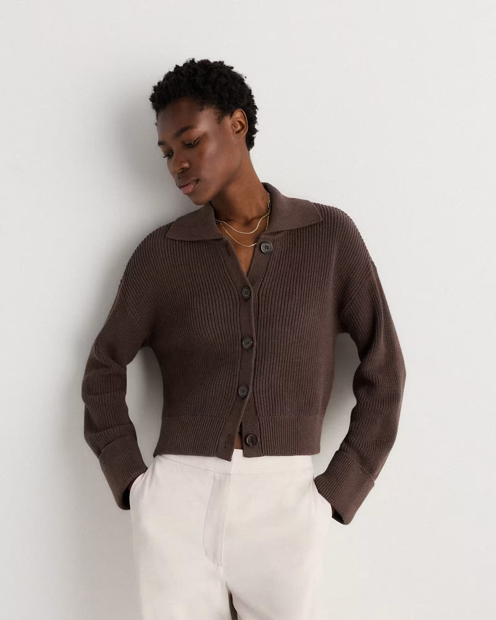 100% Organic Cotton Fisherman Collared Cardigan | Quince