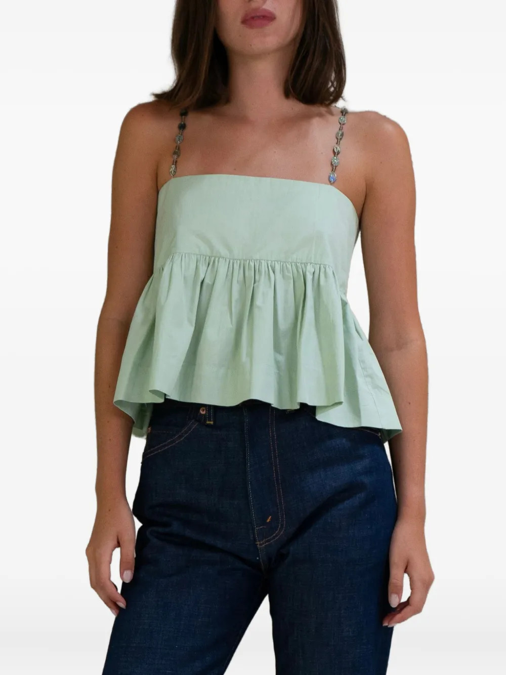 AZEEZA Rayna Poplin Tank Top | Green | FARFETCH | Farfetch Global