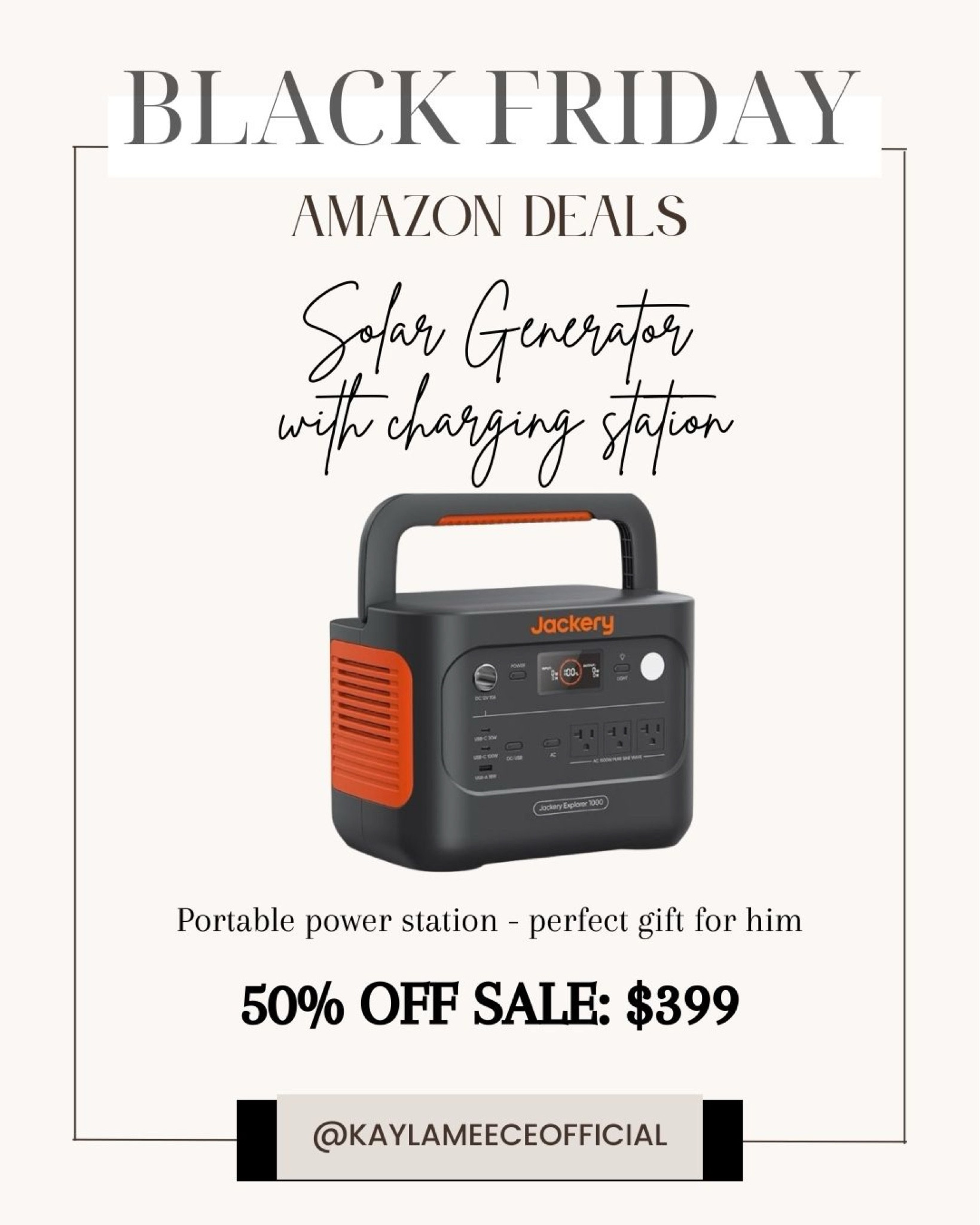 Solar Generator with charging station 50% off - Amazon Black Friday!

#giftsforhim #giftguideforhim #solargenerator #portablechargingstation #outdoorchargingstation #offgridessentials #campingessentials #coolgifts #uniquegiftideas #coolblackfridaydeals #preppergifts 

#LTKCyberWeek #LTKMens #LTKGiftGuide