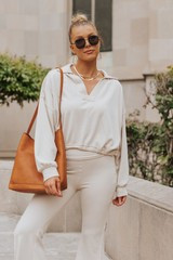 Venus Cropped Henley Polo Sweatshirt | Magnolia Boutique