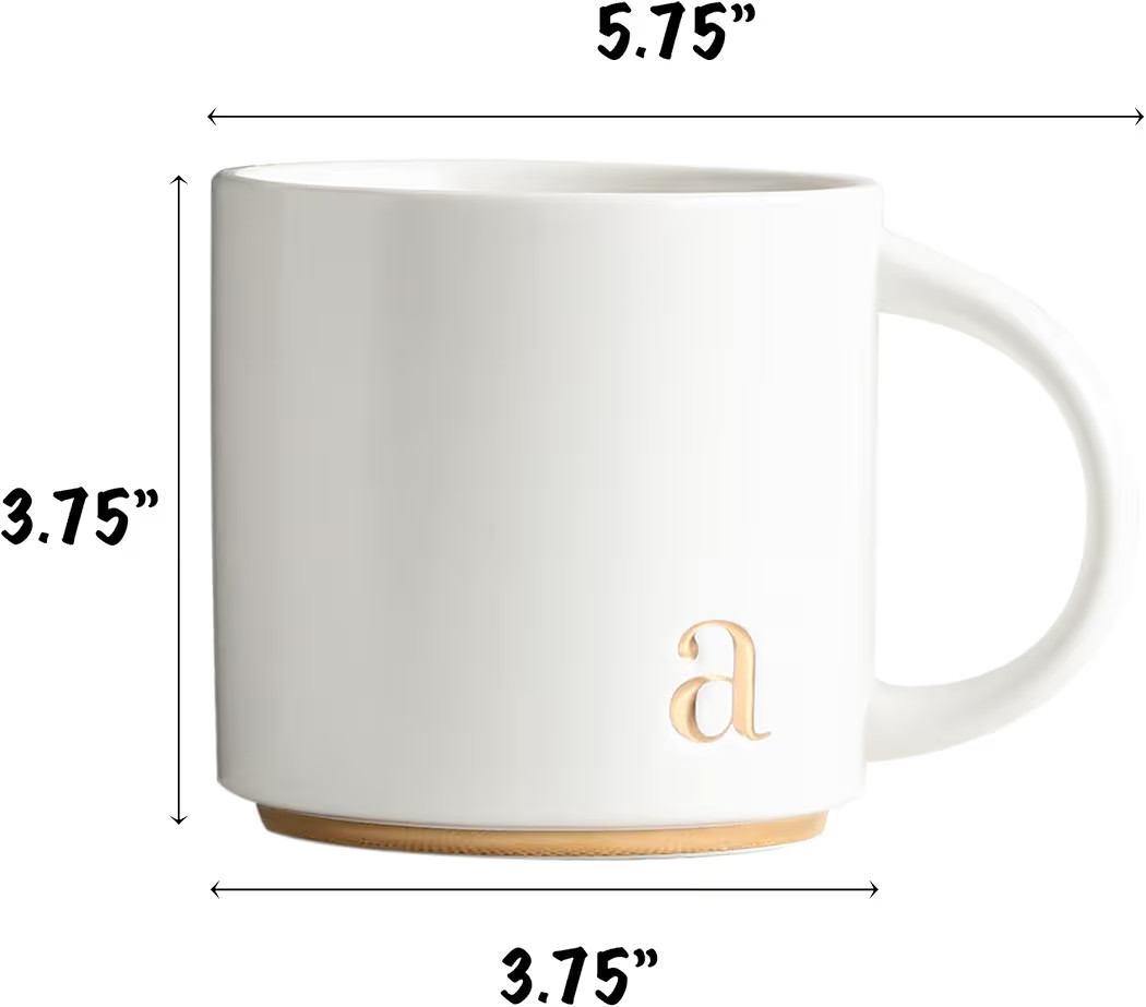 COLLECTIVE HOME - Monogram Ceramic Mugs, 15 oz Golden Initial Coffee Cups, Elegant Alphabet Tea M... | Amazon (US)