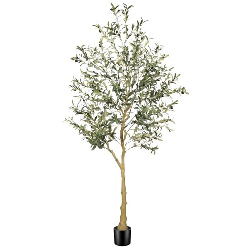 FEELEAD 6ft Faux Olive Tree – Tall Artificial Olive Tree with Natural Trunk, Fake Olive Tree Indoor Decor, Olive Plant Artificial Indoor for Home and Office | Amazon (US)
